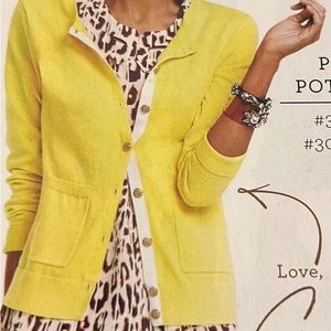 CAbi Belle yellow & grey cardigan sweater #3010